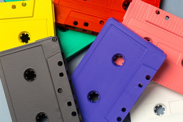 Bright retro cassette tapes