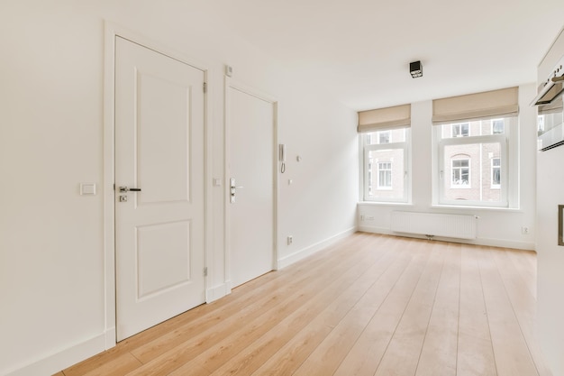 Bright room with a large wooden window