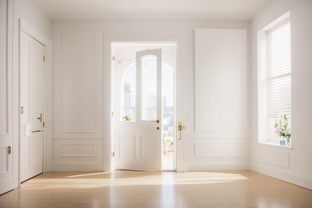 Photo a bright room with a white door