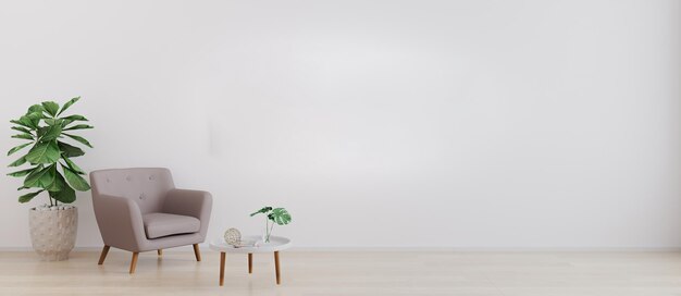 Photo bright room with white wall and moderm furniture in scandinavian style for mockup living room for mockup 3d renderingxa