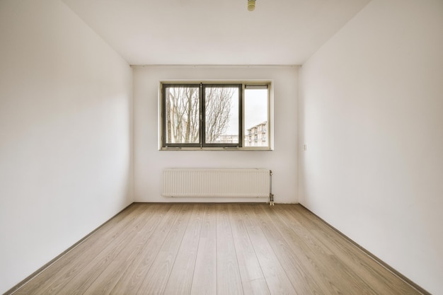 Bright room with window and central heating system