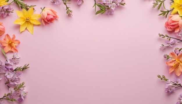 Photo bright rose flowers on pink background