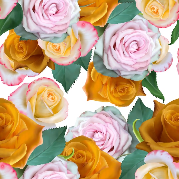 Bright seamless pattern with flowers. Rose. Hand drawn.