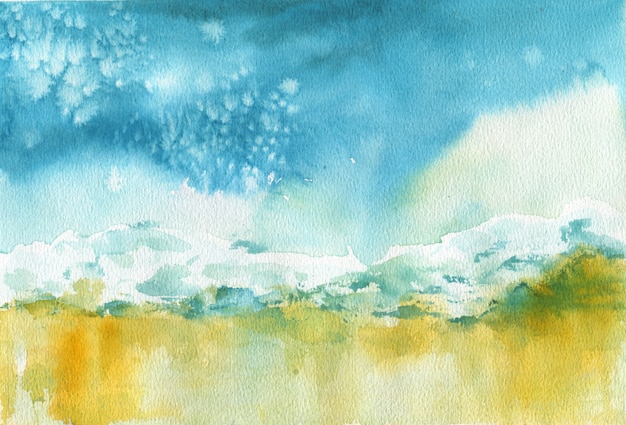 Bright Seaside Watercolor Abstract Background. 