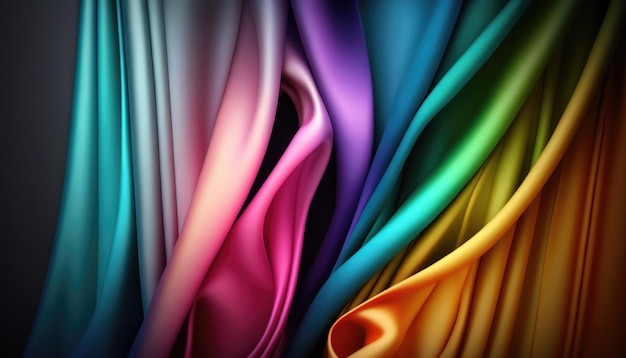 Bright and shiny colorful silk fabric texture abstract backdrop design generative ai