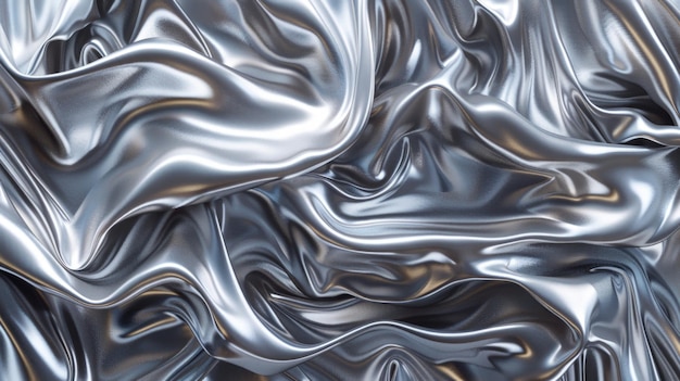 Bright Silver Wave Art Illustration on White Background Generative AI