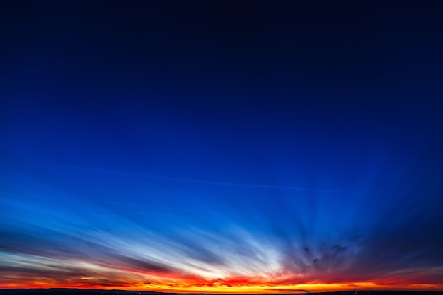 Bright sky after sunset on the horizon.