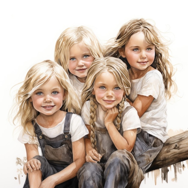 Bright Smiles and Joyful Ties Enchanting Blonde Sisters Revel on Their Idyllic Farm