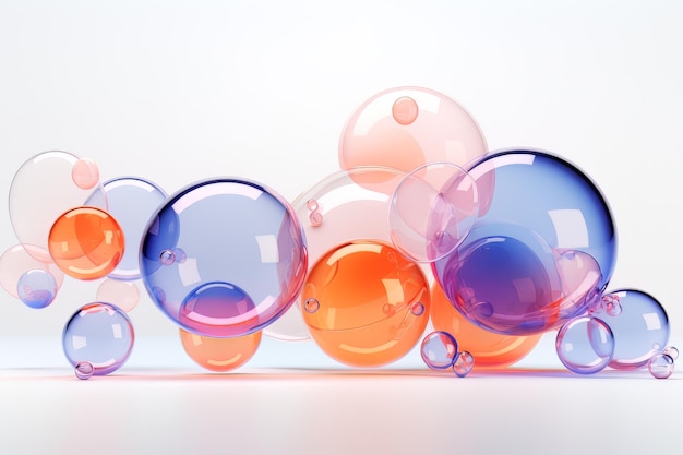 Bright smooth flowing and soft plastic balls and bends with different colors bubbles circles