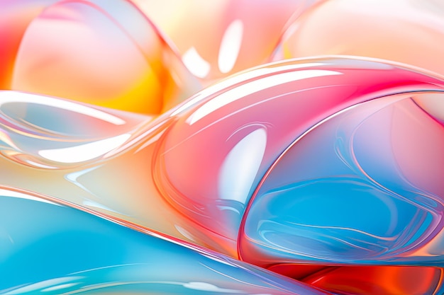 Bright smooth flowing and soft plastic balls and bends with different colors bubbles circles