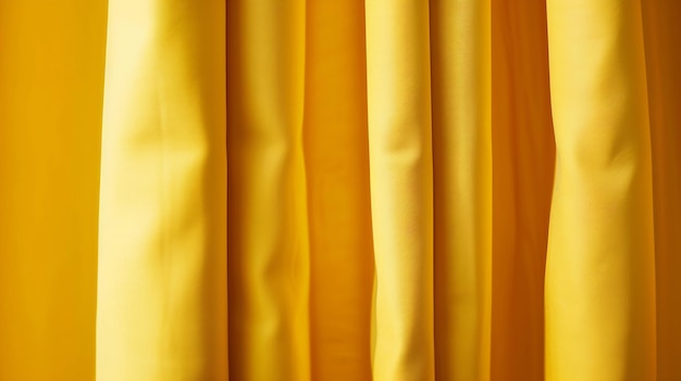 Photo bright solid yellow curtain with grommets or eyelets closeup modern interior design generative ai