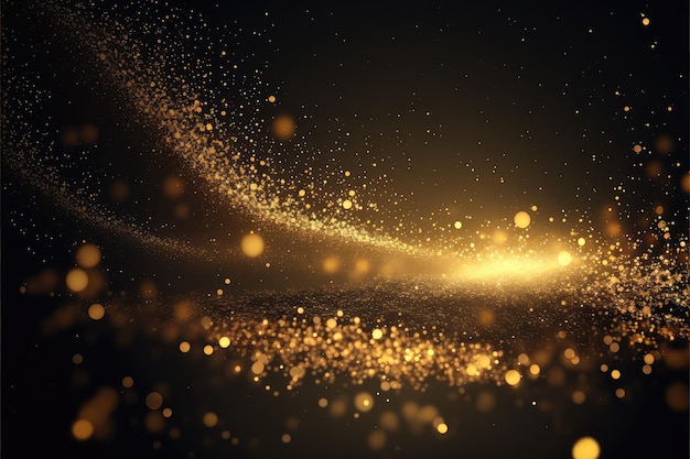 Bright and sparkling golden glitter particle wallpaper design generative ai