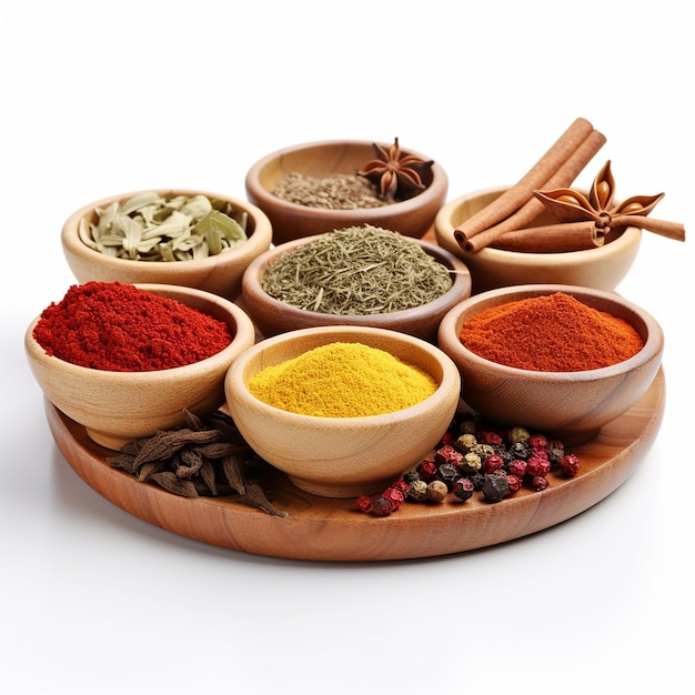 Bright spice achtergrond bovenaanzicht Collectie kruiden en kruiden van Indiaas eten