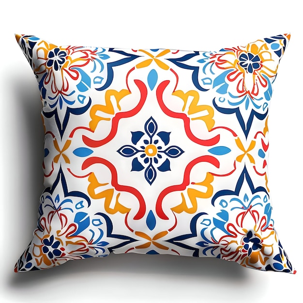 Bright style pillow with symmetric pattern isolated on a white background High resolution