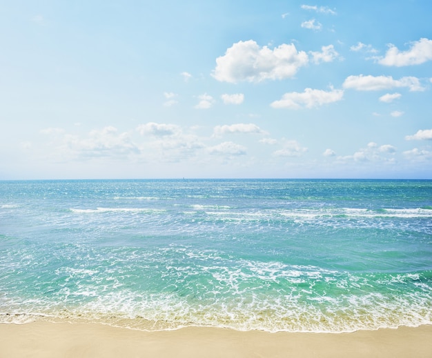 Photo bright summer panorama view with clear blue sea