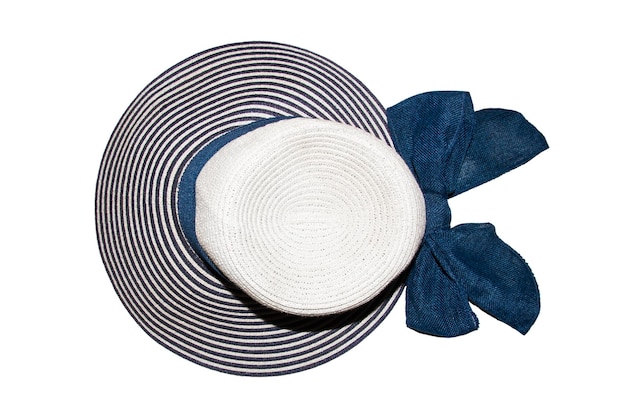 Bright summer straw hat isolated on white background