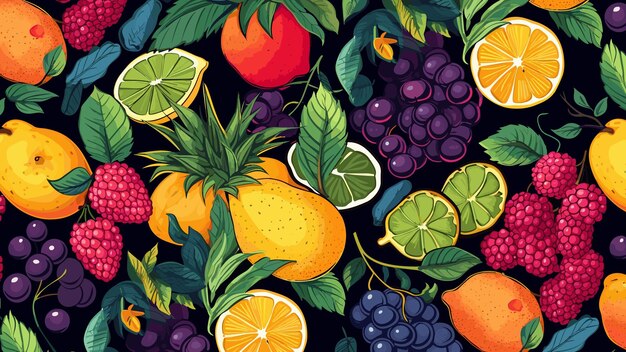 Bright summery fruit mix Seamless pattern Modern exotic design for wrapping wallpaper fabric decoration print interior decor and more