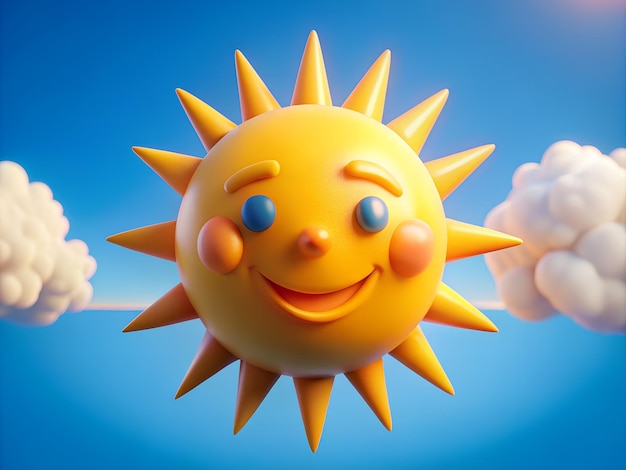 The bright sun laughs in the sky Banner or poster Day of the sun 3D style