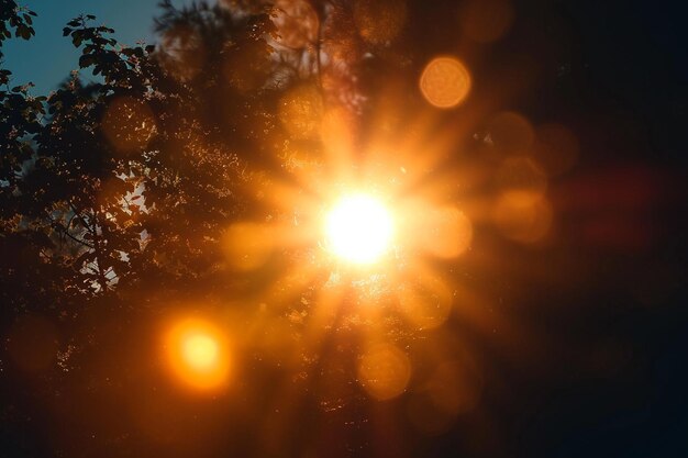 写真 暗い背景に輝く明るい太陽 オリンパスx2のスタイルで 天空のパンク大気