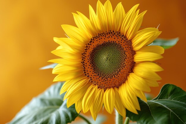 Photo bright sunflower on yellow background