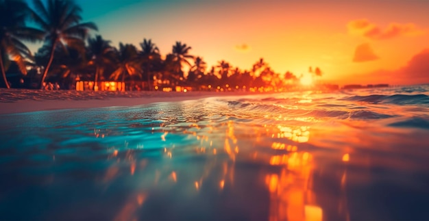 Концепция яркого солнечного пляжного отдыха в морском океанском туризме AI сгенерированное изображение