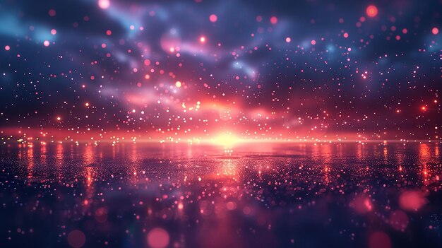 Bright Sunset Background with Bokeh