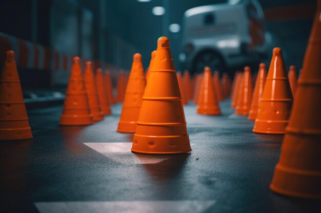 Bright Traffic Cones Generative AI