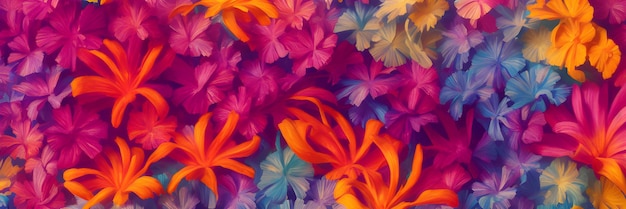 Яркие тропические цветы фон баннер ai создан