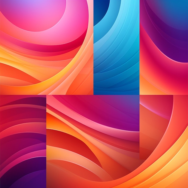 Bright vibrant set of gradients background