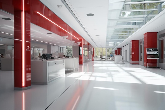 Bright view of an hospital corridor