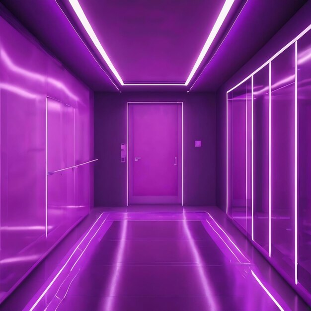 Bright violet high tech corridor 4k uhd 3d illustration