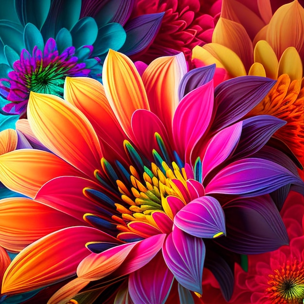 Bright voluminous floral background Generative AI