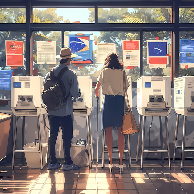 Foto esperienza luminosa nelle cabine di voto