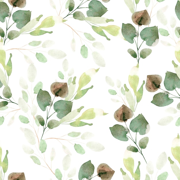 Bright watercolor pattern with leaves Illustration