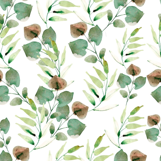 Bright watercolor pattern with leaves Illustration