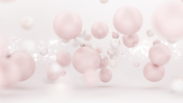 Bright white balloons in 3d illustration