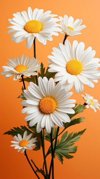 Bright White Daisies Against a Vibrant Orange Background