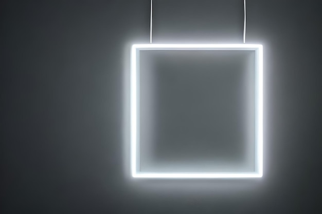 Bright white rectangle neon at the wall backdrop and background