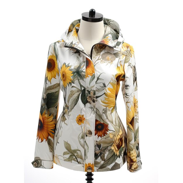 Photo bright white sunflowers ladies jacket