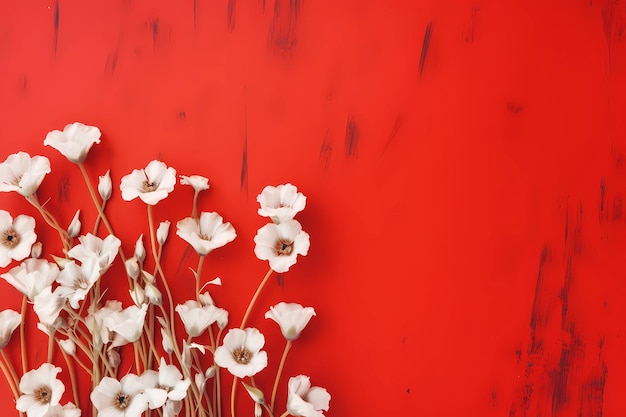 bright wildflowers on the background of painted wooden boards