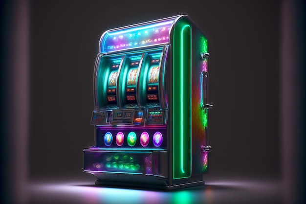 Foto luminosa macchina funzionante per giochi di slot machine da casinò