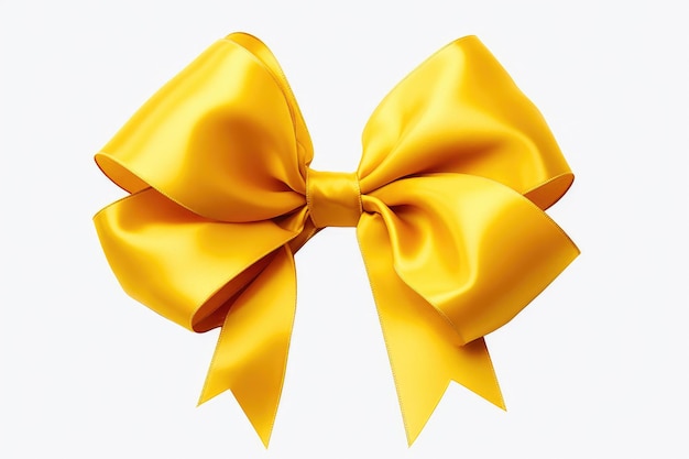 Bright Yellow Bow Isolated on White