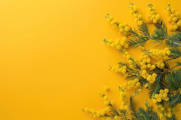 Foto fiori gialli brillanti su uno sfondo giallo corrispondente perfetto per i disegni primaverili o estivi