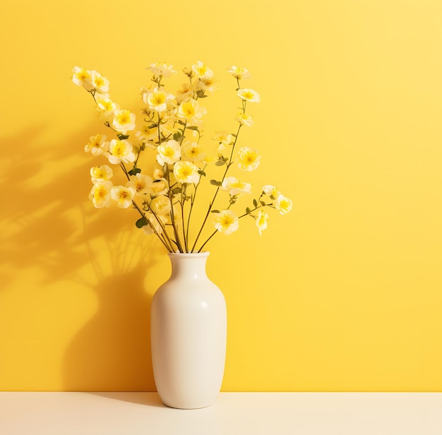 Bright yellow flowers on yellow background flowers background pastel