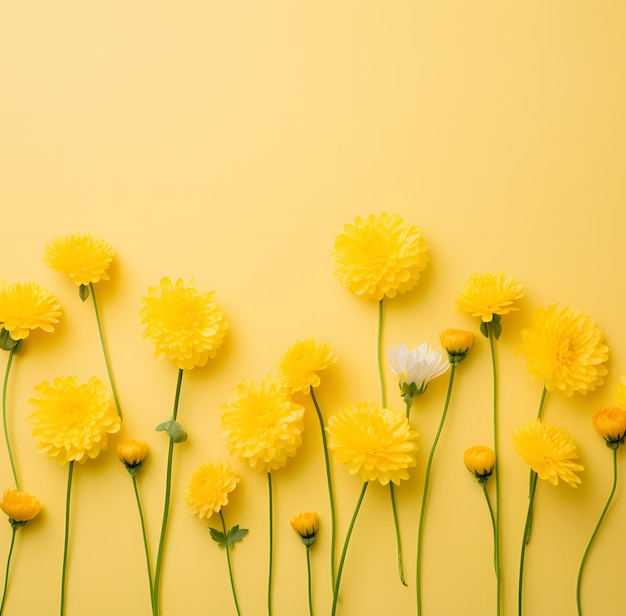 bright yellow flowers on yellow background flowers background pastel