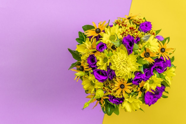 Bright yellow purple bouquet