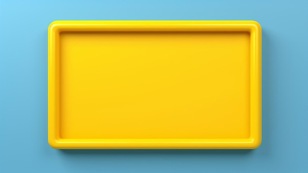 bright yellow rectangular frame on a blue background.