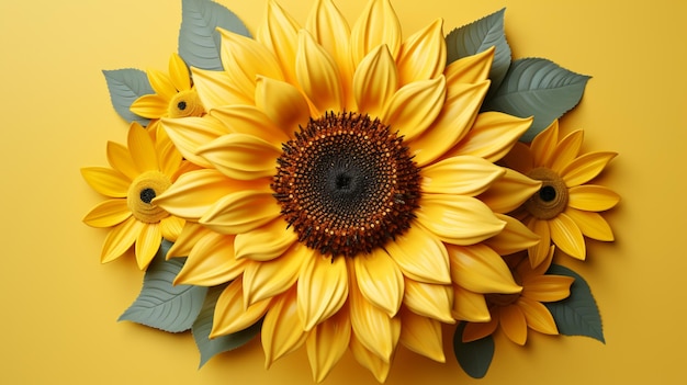 装飾用の明るい黄色い太陽<unk>のデザイン
