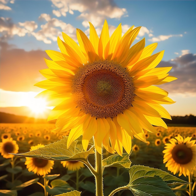 Bright yellow sunflower generated by AI