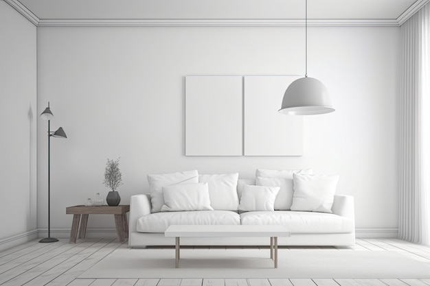 Brighten Your Home with a Contemporary White Interior Design Introducing a Room with Sofa Lamp